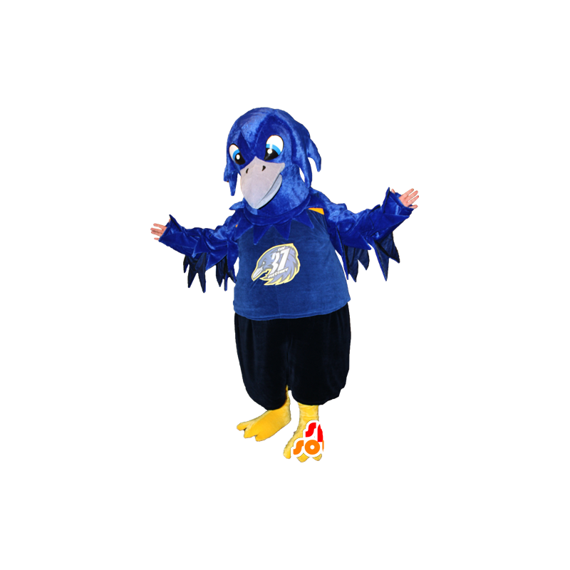 Mascot Bluebird, musta ja keltainen. Raven Mascot - MASFR032373 - maskotti lintuja