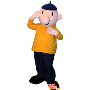 Mascot kale man met een baret en een kleurrijke outfit - MASFR032374 - man Mascottes