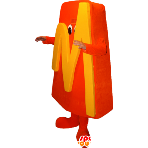 Orange snögubbe maskot med bokstaven M - Spotsound maskot