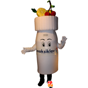 Yogurt mascot drinking, fruity drink - MASFR032377 - Fast food mascots