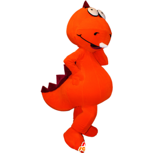 Mascot oranje en rode dinosaurus, reus - MASFR032381 - Dinosaur Mascot