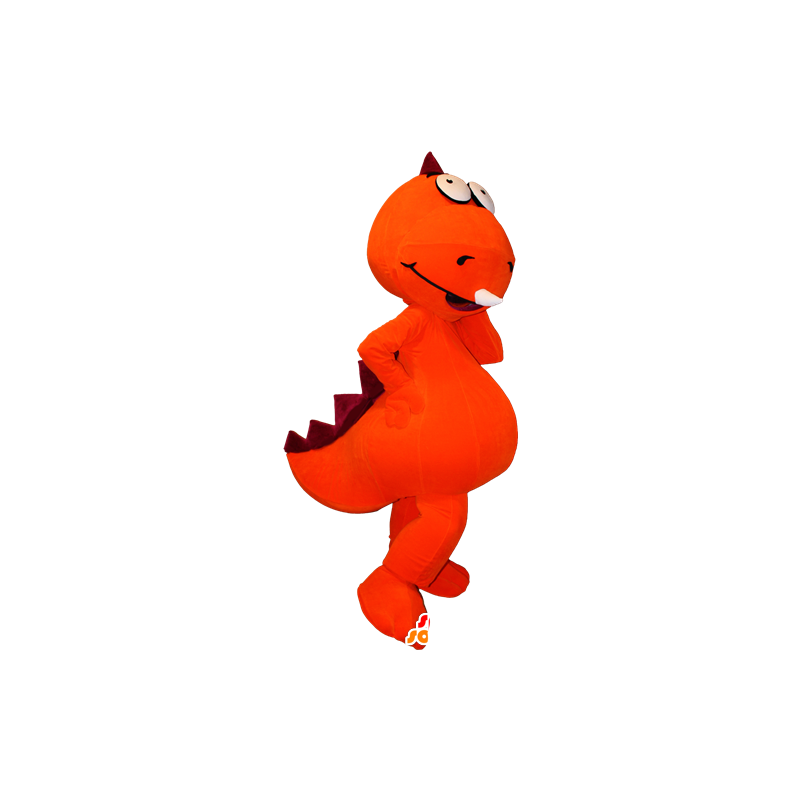 Mascotte de dinosaure orange et rouge, géant - MASFR032381 - Mascottes Dinosaure