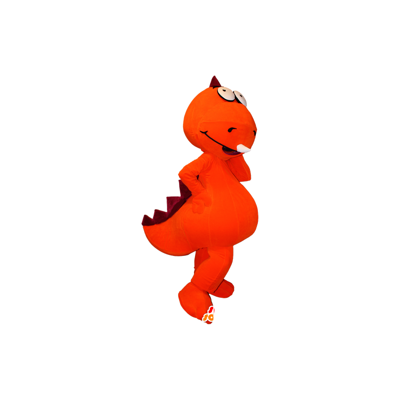 Maskotti oranssi ja punainen dinosaurus, jättiläinen - MASFR032381 - Dinosaur Mascot