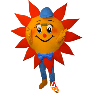 Oranje zon mascotte, geel en blauw met een dop - MASFR032382 - Niet-ingedeelde Mascottes