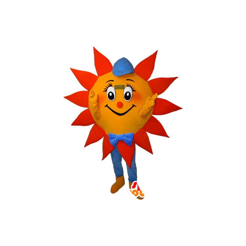 Oranje zon mascotte, geel en blauw met een dop - MASFR032382 - Niet-ingedeelde Mascottes