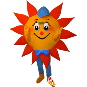 Orange sun mascot, yellow and blue with a cap - MASFR032382 - Mascots unclassified