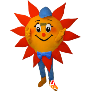 Orange sol maskot, gul og blå med en cap - MASFR032382 - Ikke-klassifiserte Mascots