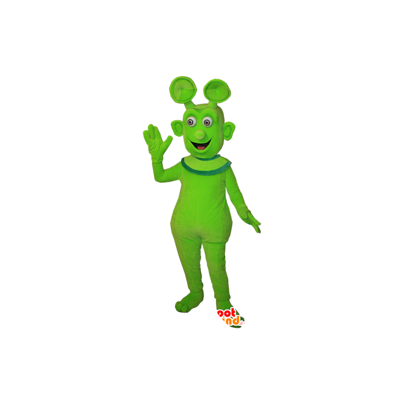 Mascotte d'alien, d'extra-terrestre vert, mignon et souriant - MASFR032383 - Mascottes animaux disparus