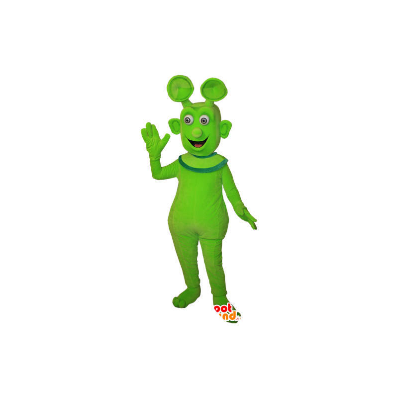 Mascot vreemd, buitenaards groen, leuk en glimlachend - MASFR032383 - uitgestorven dieren Mascottes