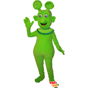 Mascotte d'alien, d'extra-terrestre vert, mignon et souriant - MASFR032383 - Mascottes animaux disparus