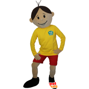 Brun pojkemaskot i sportkläder - Spotsound maskot