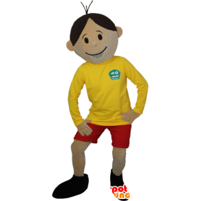 Braun Junge Maskottchen in der Sportkleidung - MASFR032385 - Sport-Maskottchen