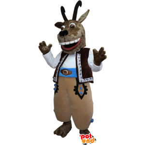 Geit maskot, brun geit med store horn - MASFR032386 - Maskoter og geiter Geiter