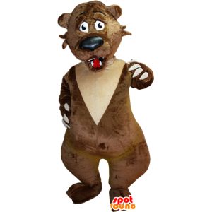 Brun och beige björnmaskot rädd utseende - Spotsound maskot