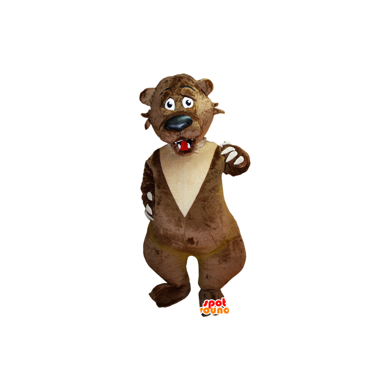 Brun og beige bjørn maskot bange udseende - Bjørnemaskotter - MASFR032387 - SpotSound.fr