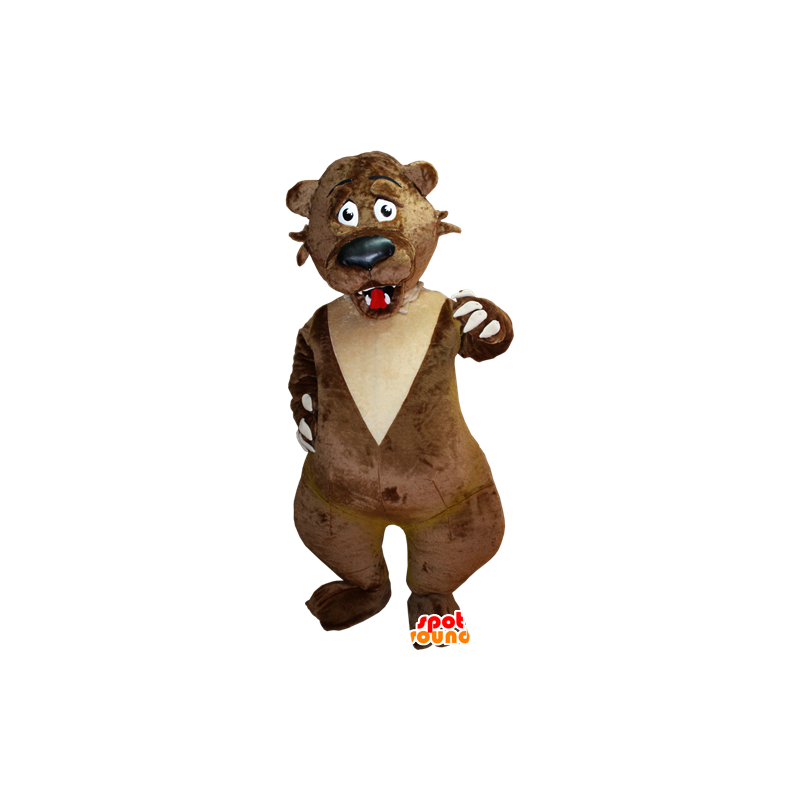 Mascot brązowy i czarny opatrzone przestraszony powietrzem - MASFR032387 - Maskotka miś