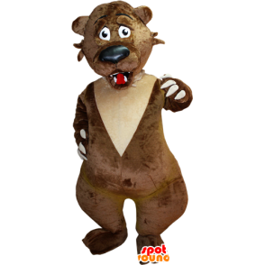 Mascotte d'ours marron et beige à l'air apeuré - MASFR032387 - Mascotte d'ours