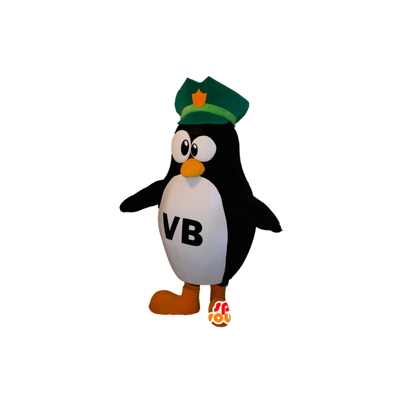 Schwarz-Weiß-Pinguin-Maskottchen mit einem schwarzen Hut - MASFR032392 - Pinguin-Maskottchen