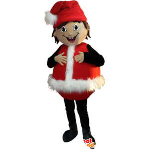 Menino mascote sorrindo vestido como Papai Noel - MASFR032396 - Mascotes Boys and Girls