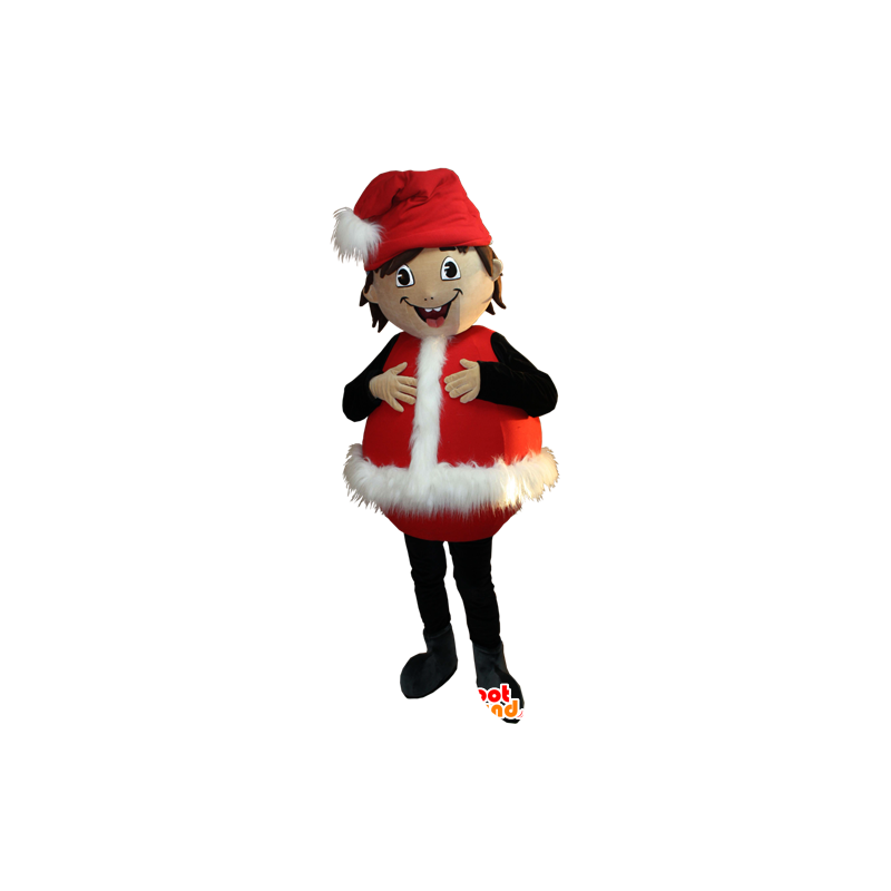 Menino mascote sorrindo vestido como Papai Noel - MASFR032396 - Mascotes Boys and Girls