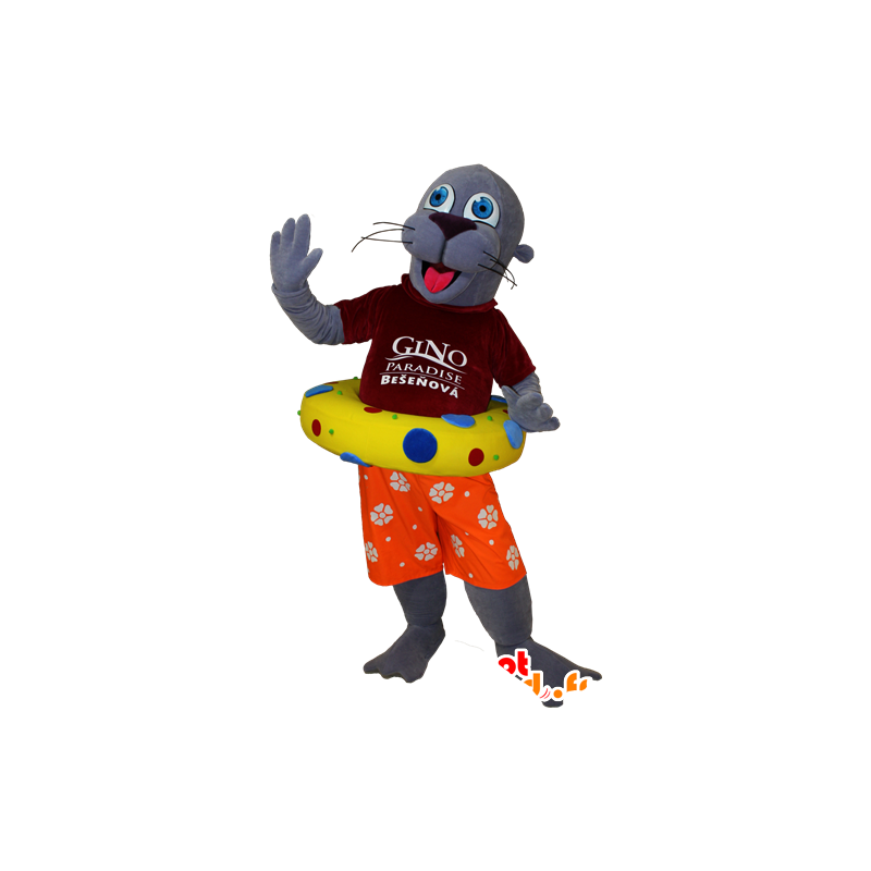 Maskot sjøløve, grå oter på ferie - Forsegle maskoter - MASFR032400 - SpotSound.fr