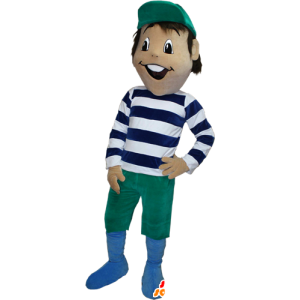Brown boy mascot with a striped dress - MASFR032402 - Mascots boys and girls