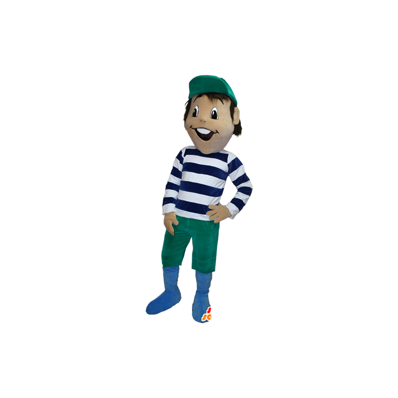 Brown boy mascot with a striped dress - MASFR032402 - Mascots boys and girls