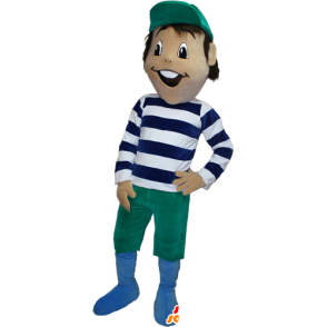 Bruine jongen Mascot met een gestreepte outfit - MASFR032402 - Mascottes Boys and Girls