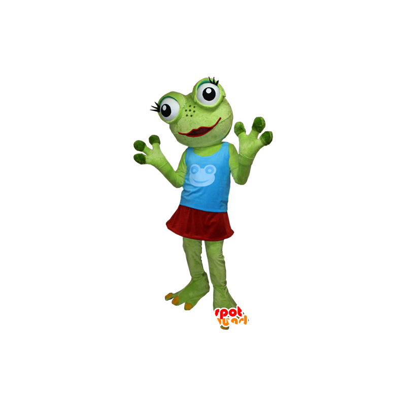 Maskot veldig morsomt grønn frosk med store øyne - MASFR032405 - Frog Mascot