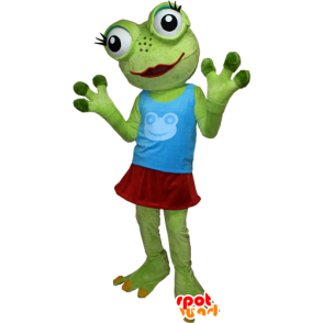 Mascot very funny green frog with big eyes - MASFR032405 - Mascots frog