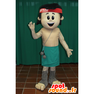 Brown boy mascot, smiling with a green skirt - MASFR032409 - Mascots boys and girls