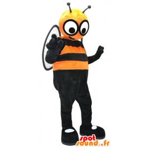 Mascot laranja e abelha preta com os olhos grandes - MASFR032411 - Bee Mascot
