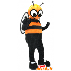 Mascot orange und schwarz Biene mit großen Augen - MASFR032411 - Maskottchen Biene