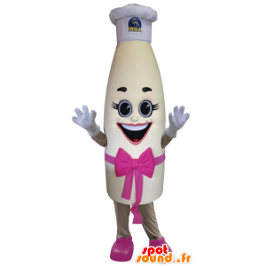 Giant milk bottle mascot with a toque - MASFR032414 - Mascots of objects