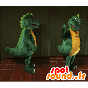 Grønn krokodille maskot og gule giganten - MASFR032416 - Crocodile Maskoter