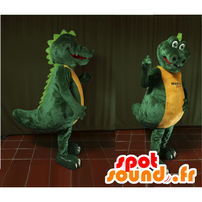 Kæmpe grøn og gul krokodille maskot - Krokodille maskotter - MASFR032416 - SpotSound.fr
