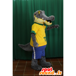 Crocodile mascot, gray and yellow alligator - MASFR032417 - Mascots Crocodile