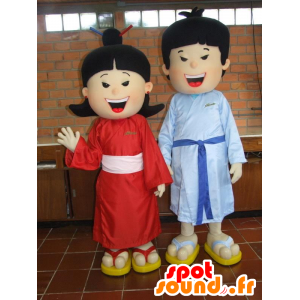 Asians pair of mascots. Chinese mascots - MASFR032424 - Human mascots