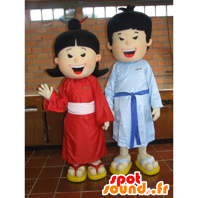 Mascottes de couple d'Asiatiques. Mascottes de chinois - MASFR032424 - Mascottes Humaines