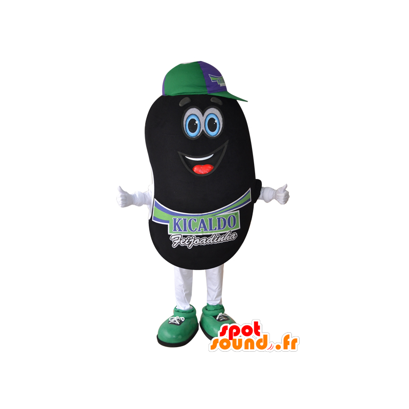 Mascotte de haricot noir géant. Mascotte de fève - MASFR032436 - Mascotte alimentaires