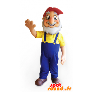 Boer mascotte, bebaarde opa met overalls - MASFR032437 - Human Mascottes