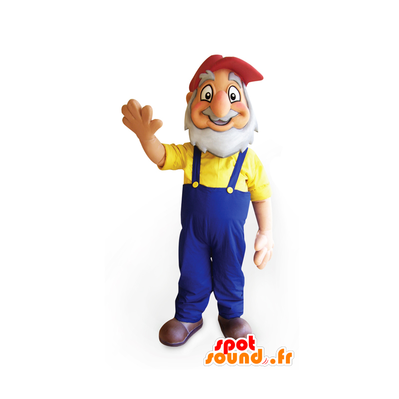 Mascotte de fermier, de papy barbu avec une salopette - MASFR032437 - Mascottes Humaines