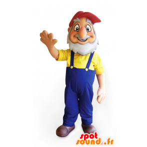 Mascotte de fermier, de papy barbu avec une salopette - MASFR032437 - Mascottes Humaines