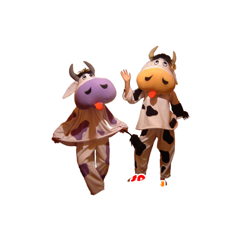 2 ko-maskotter stikker tungen ud - Ko-maskotter - MASFR032445 - SpotSound.fr