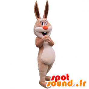 Giant rabbit mascot, brown and beige, soft and cute - MASFR032447 - Rabbit mascot
