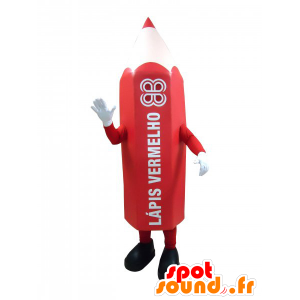 Kæmpe rød blyantmaskot. Pen maskot - Blyant maskotter - MASFR032451 - SpotSound.fr