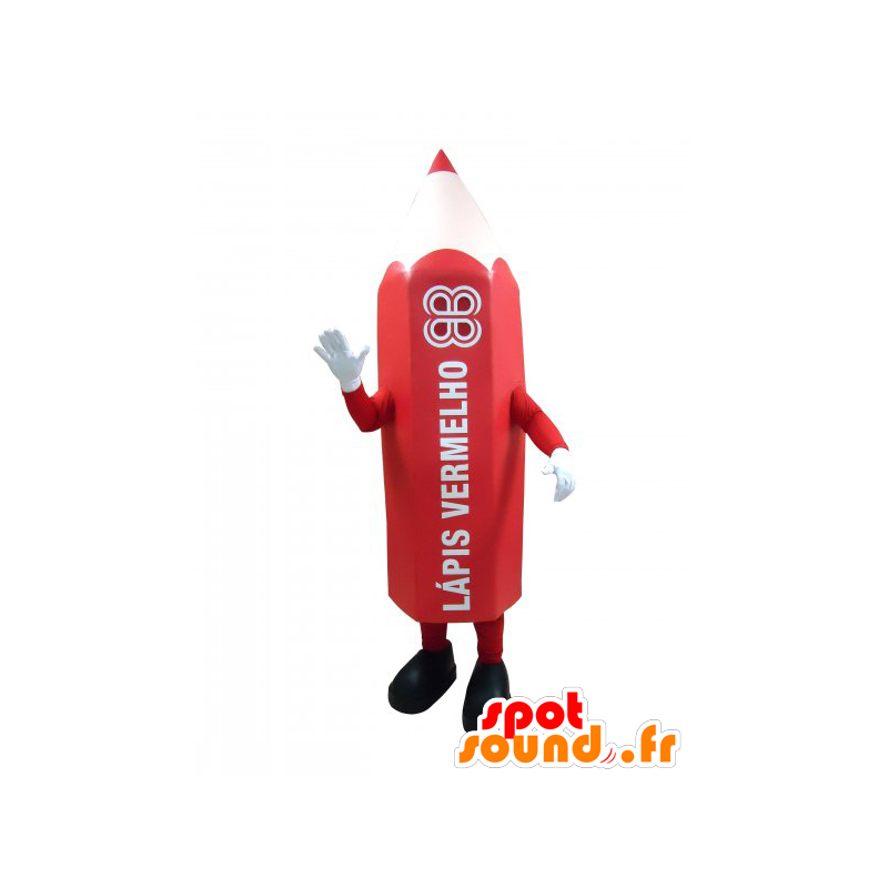 Kæmpe rød blyantmaskot. Pen maskot - Blyant maskotter - MASFR032451 - SpotSound.fr
