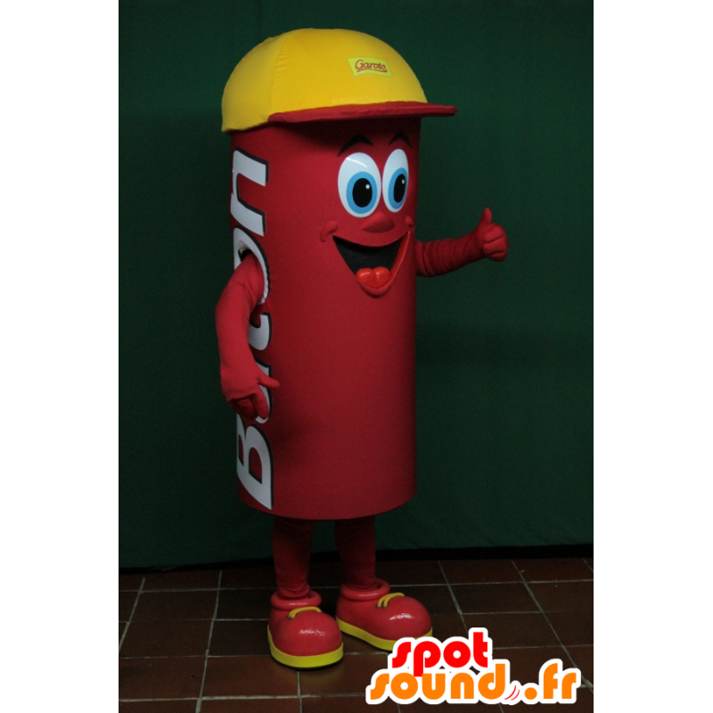 Mascotte de bonhomme rouge, cylindrique avec une casquette - MASFR032454 - Mascottes Homme