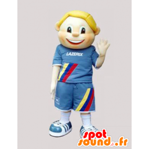 Mascotte d'enfant, de garçon blond habillé en bleu - MASFR032455 - Mascottes Enfant