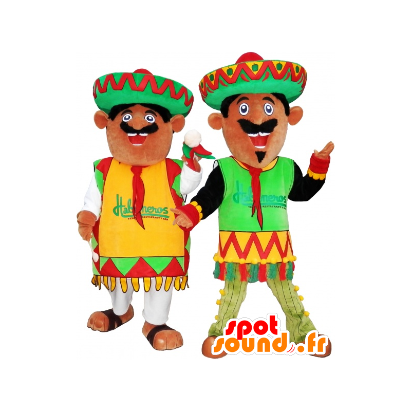 2 mexicanske maskotter klædt i traditionelle tøj - Menneskelige maskotter - MASFR032456 - SpotSound.fr